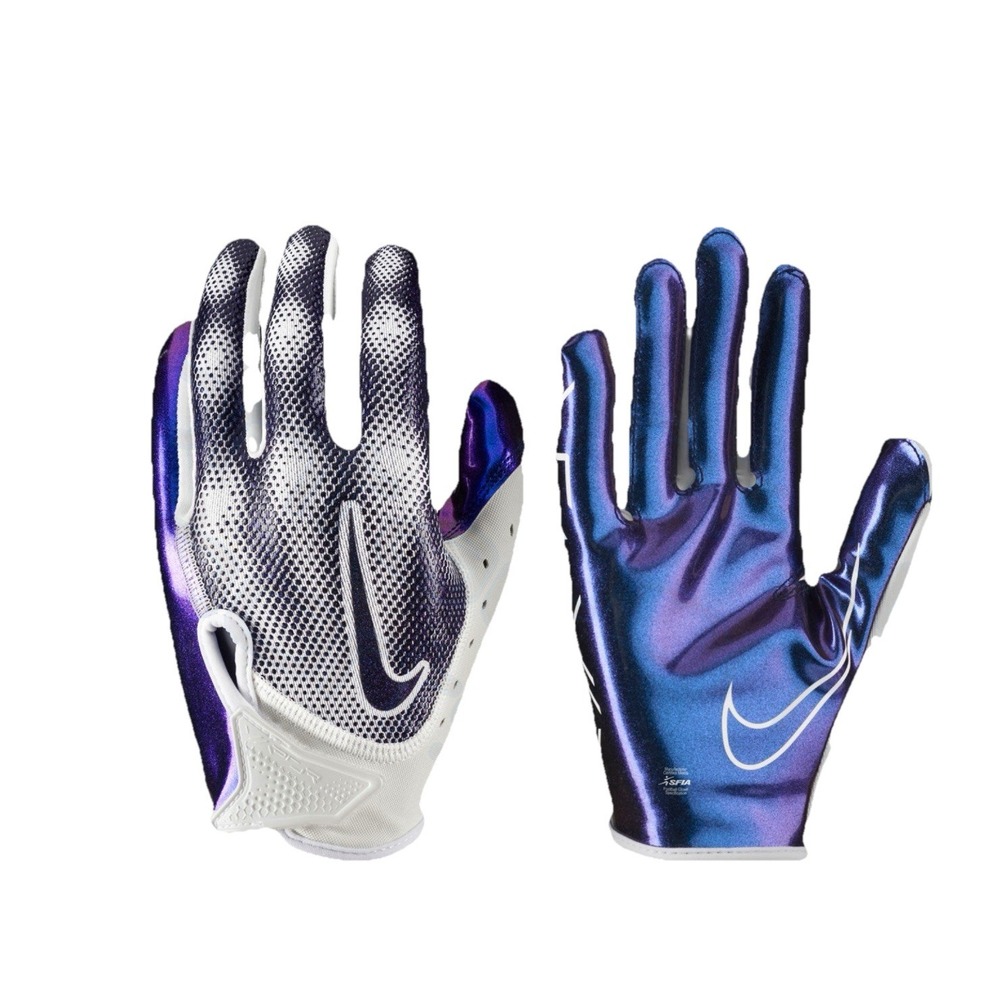 NIKE Vapor Jet 7.0 Receiver Football Gloves White Purple Iridescent Sz L *NEW*
